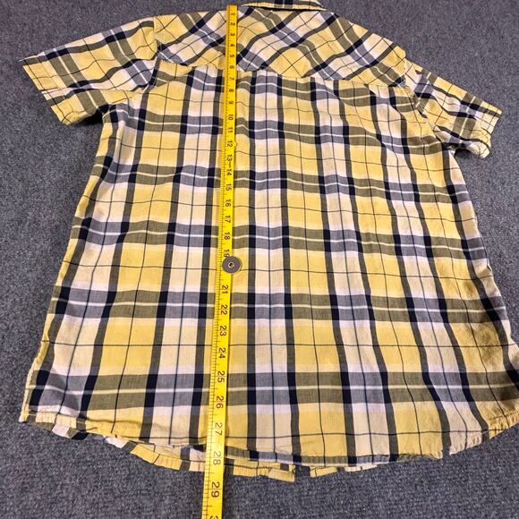 Roebuck & Co Shirt‎ Men's L Yellow Pearl Snap Button Up Short Sleeve Checkered - Picture 6 of 8